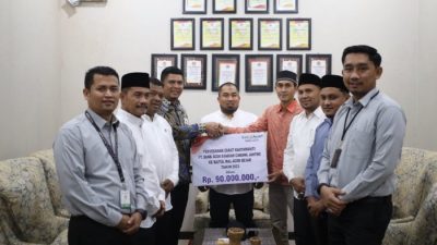 Bank Aceh Syariah Cabang Jantho Setor Zakar Karyawan ke Baitul Mal Aceh Besar