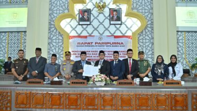 DPRK Gelar Paripurna Hasil Penetapan Wali Kota dan Wakil Wali Kota Terpilih Kota Banda Aceh